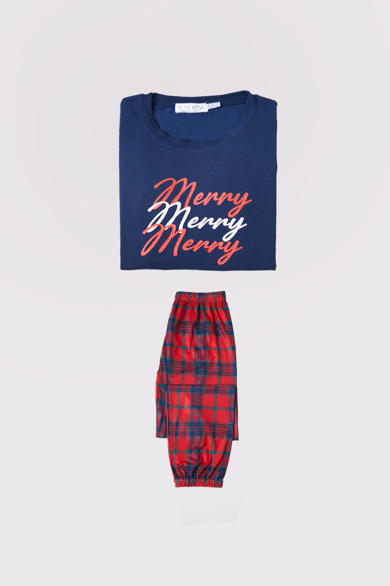 Kids 'Merry' Tartan Print Matching Family PJ Set