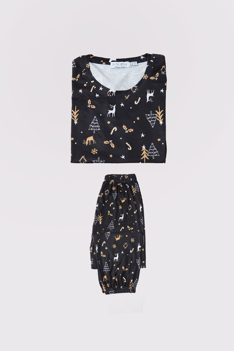 Kids Christmas Tree Print Matching Family PJ Set