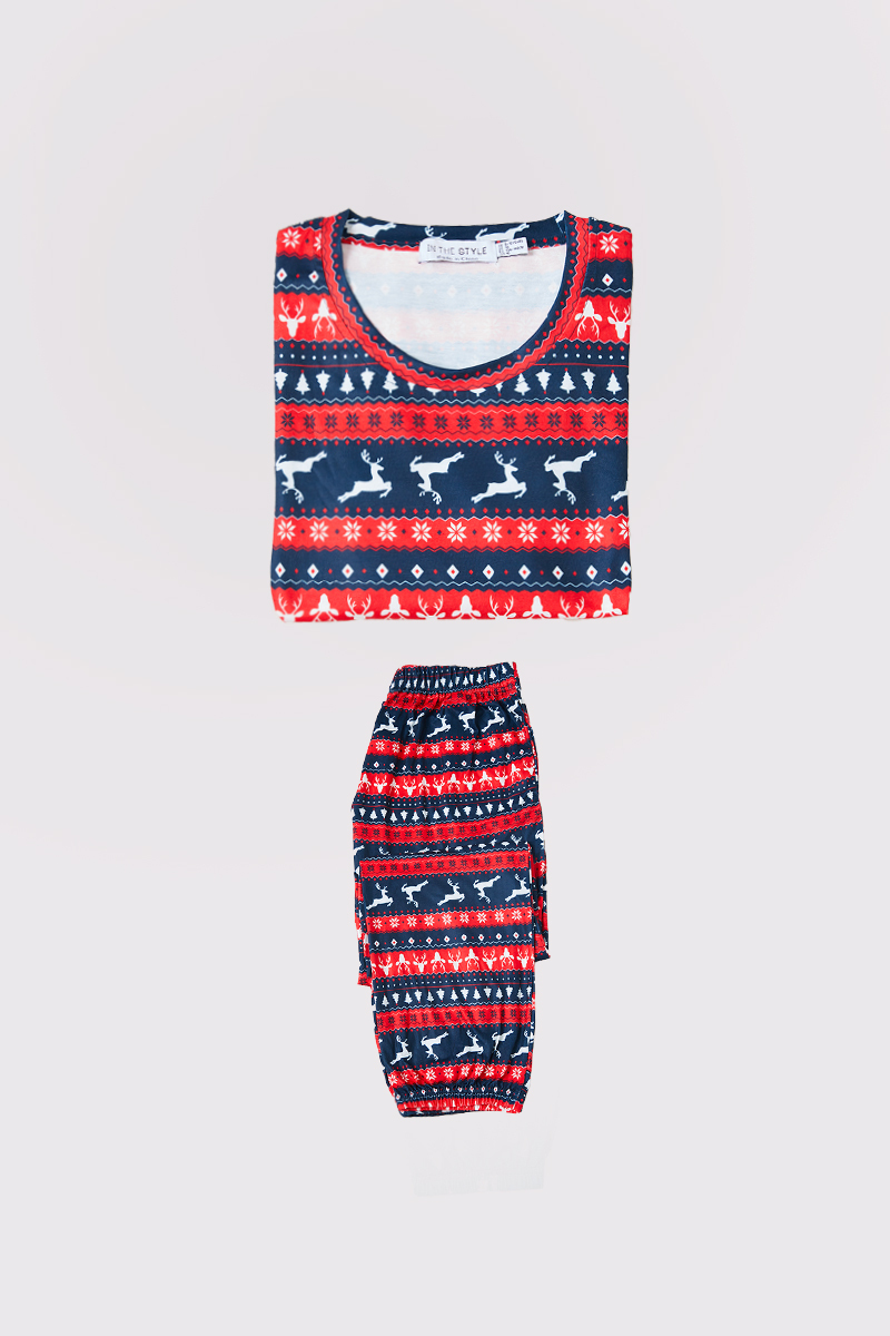 Kids Reindeer Stripe Fairisle Matching Family PJ Set