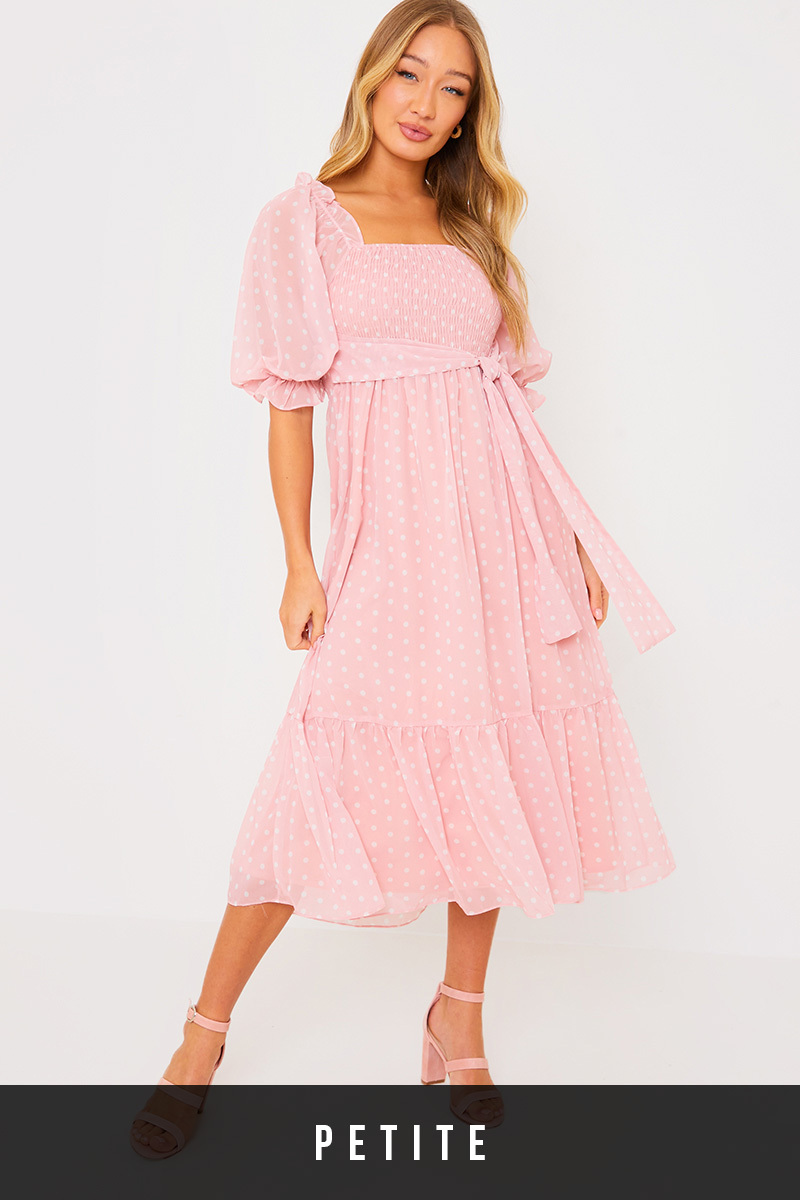 Polka Dot Bow Back Midi Dress