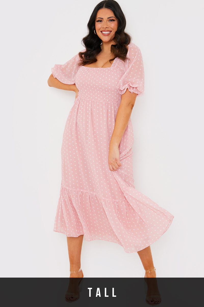 Polka Dot Bow Back Midi Dress