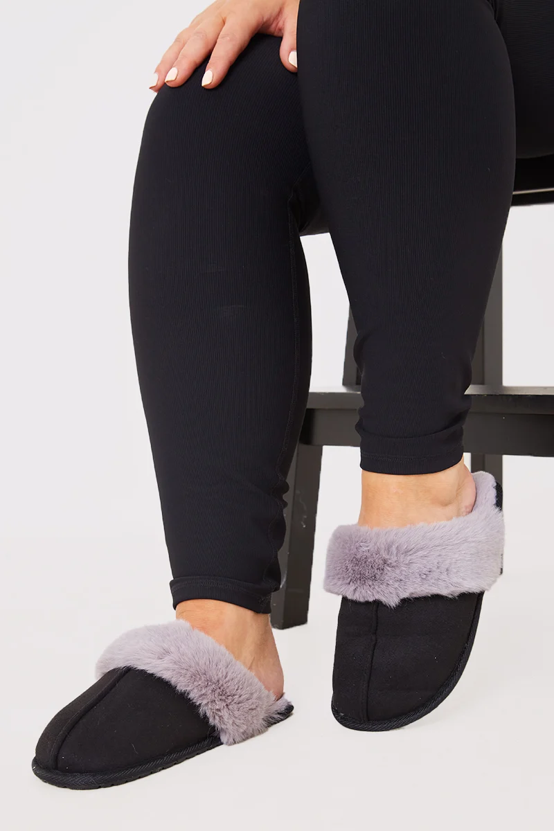 Faux Fur Trim Slipper