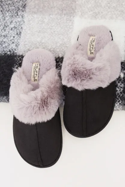 Faux Fur Trim Slipper