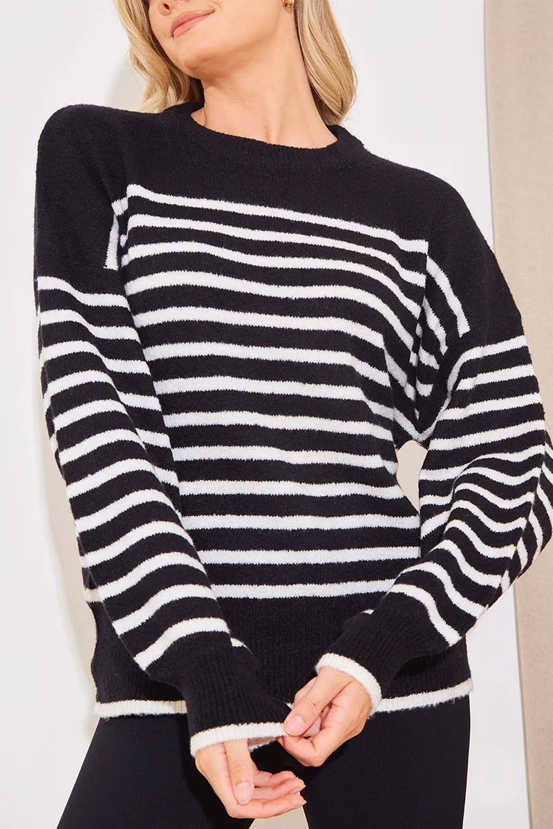 Monochrome Knitted Stripe Jumper