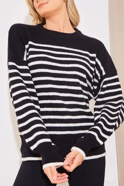 Monochrome Knitted Stripe Jumper