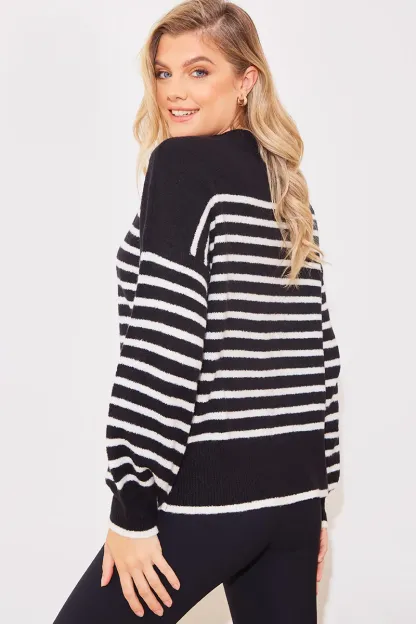 Monochrome Knitted Stripe Jumper