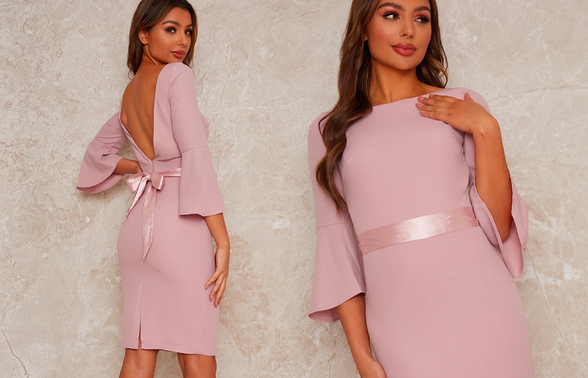 Open Bow Back Midi Dress