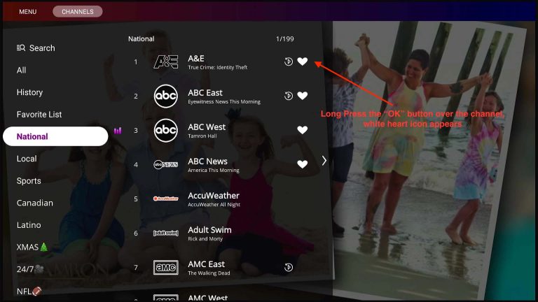 Add Vseebox channel to favorites step 1