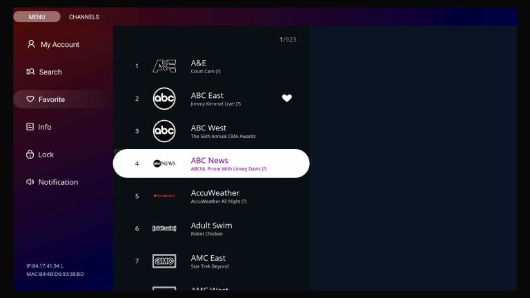 Add Vseebox channel to favorites step 2