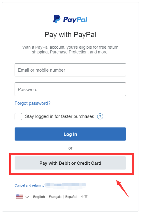 Card payment option interface