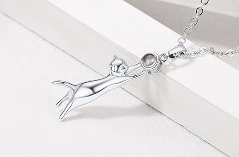 Custom4U Cat Photo Projection Necklace