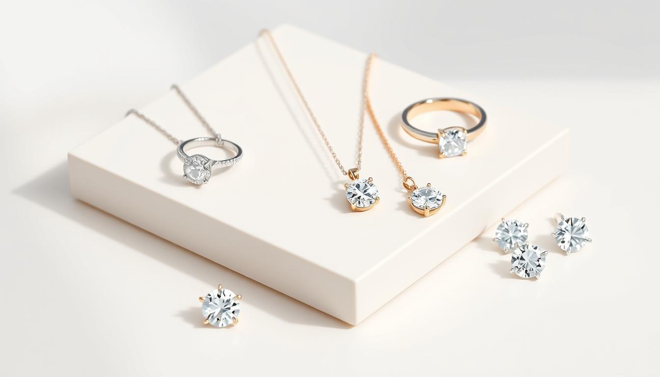 Opreshyne's sustainable diamond jewelry collection displayed elegantly