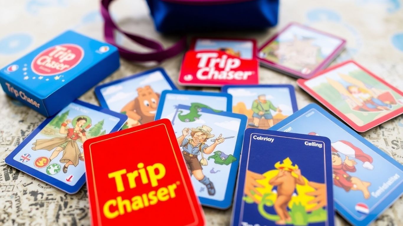 Trip Chaser card game spread out for play.