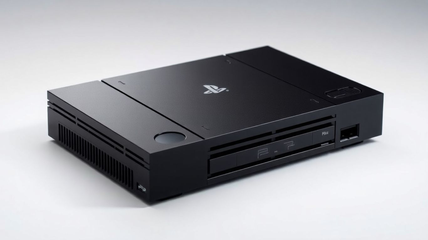 PlayStation 2 console, iconic black design, gaming history