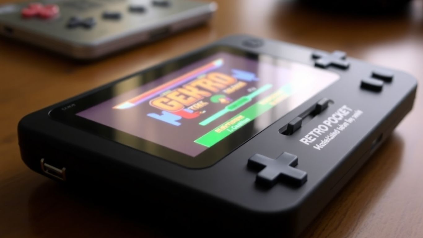 RETRO Pocket handheld console playing a classic game