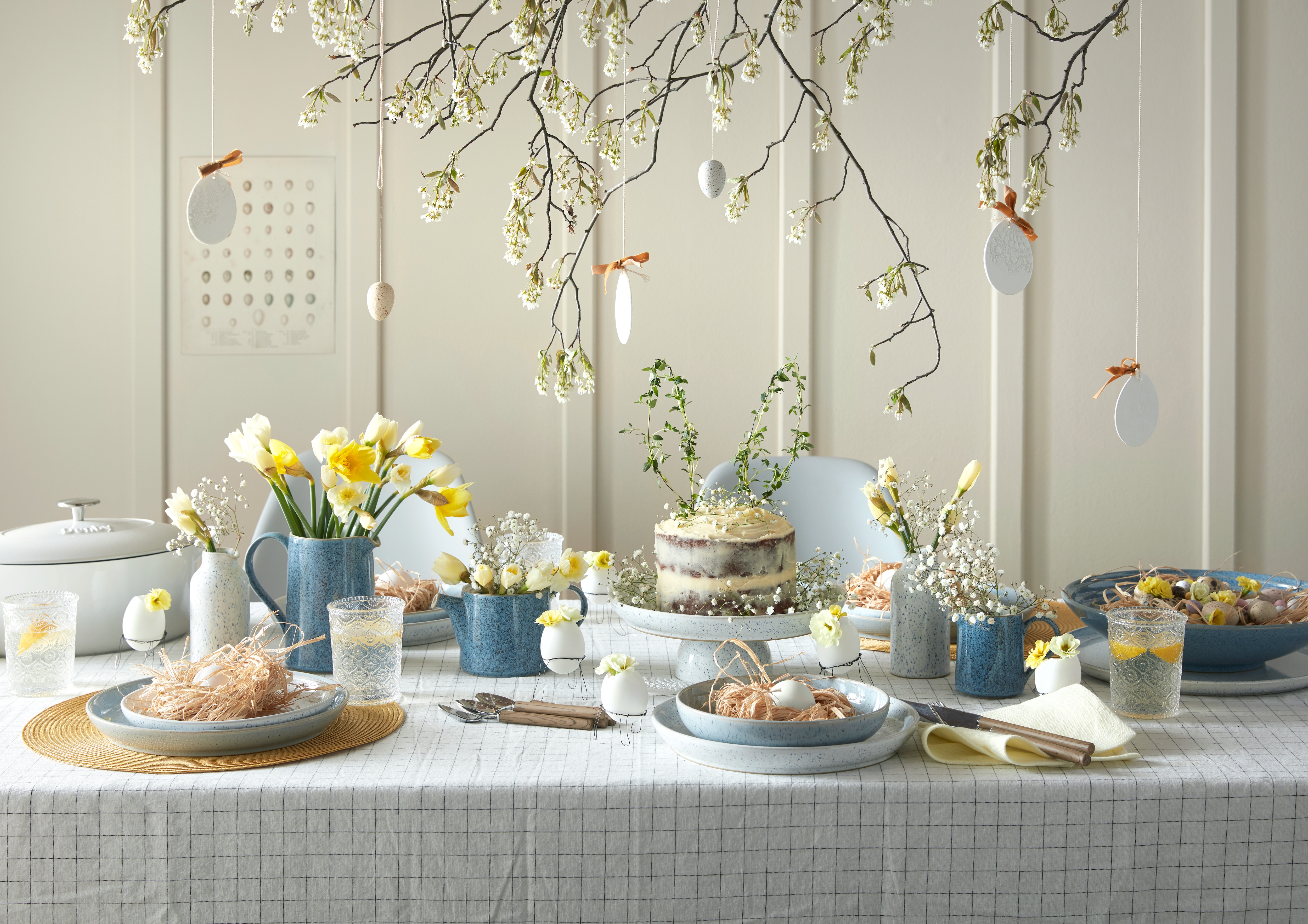 Denby Studio Blue Easter table setting Denby Studio Blue Easter table setting