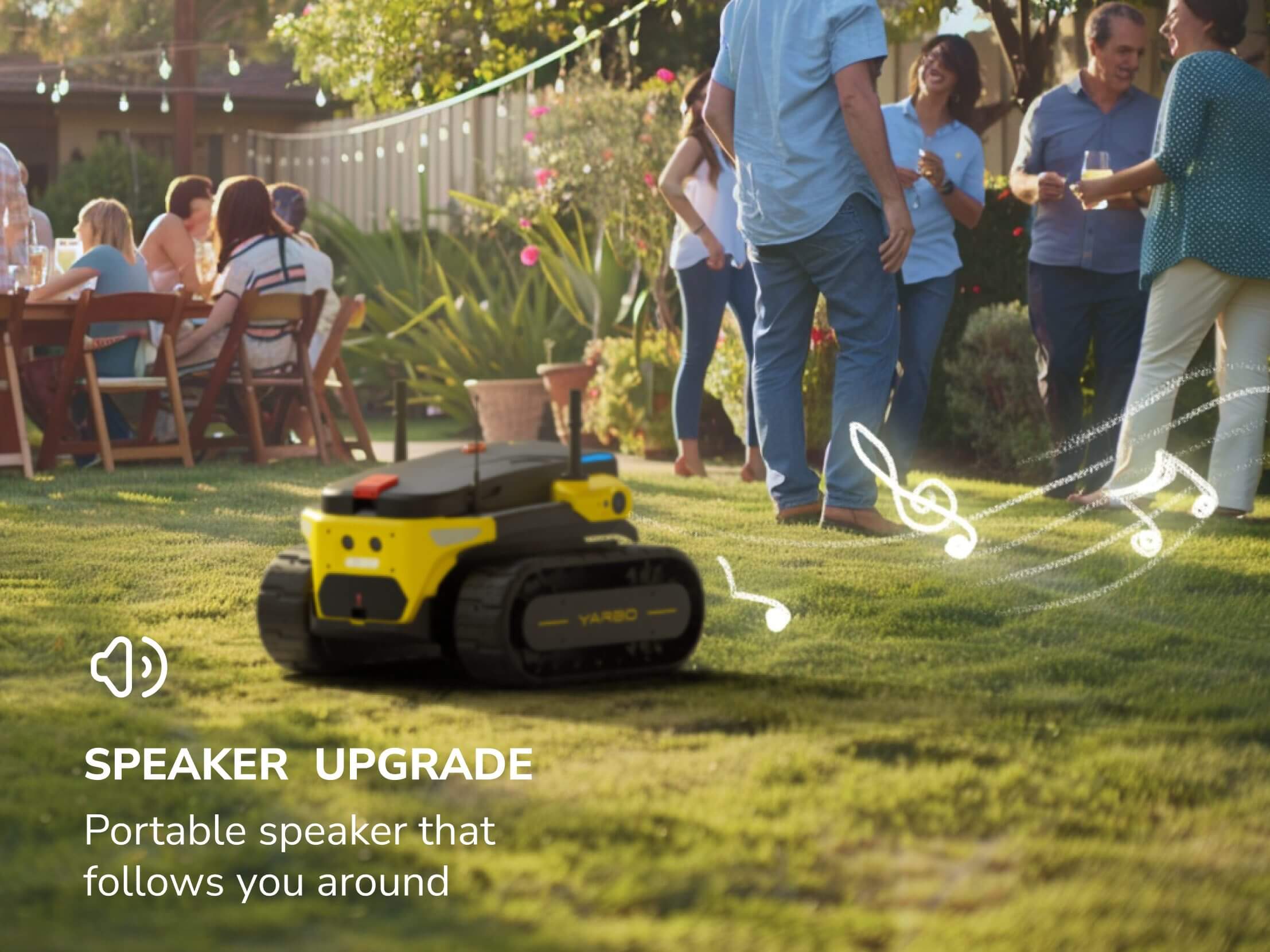 Enjoy music with Yarbo's portable speakers.