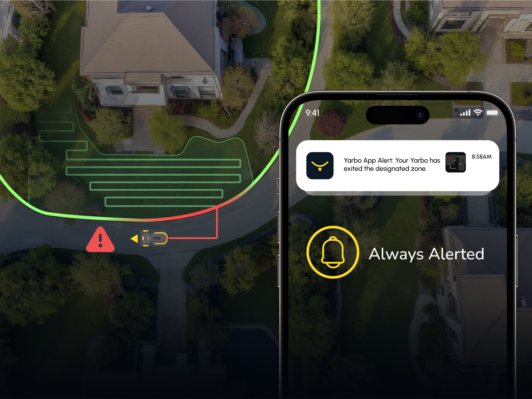Yarbo’s GeoFence feature on the app, showing how the virtual boundary helps secure the device’s location.
