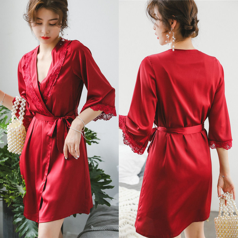 3 Piece Babydoll Nightdress Sets Women Sleepwear Solid Colors-Original Pajamas