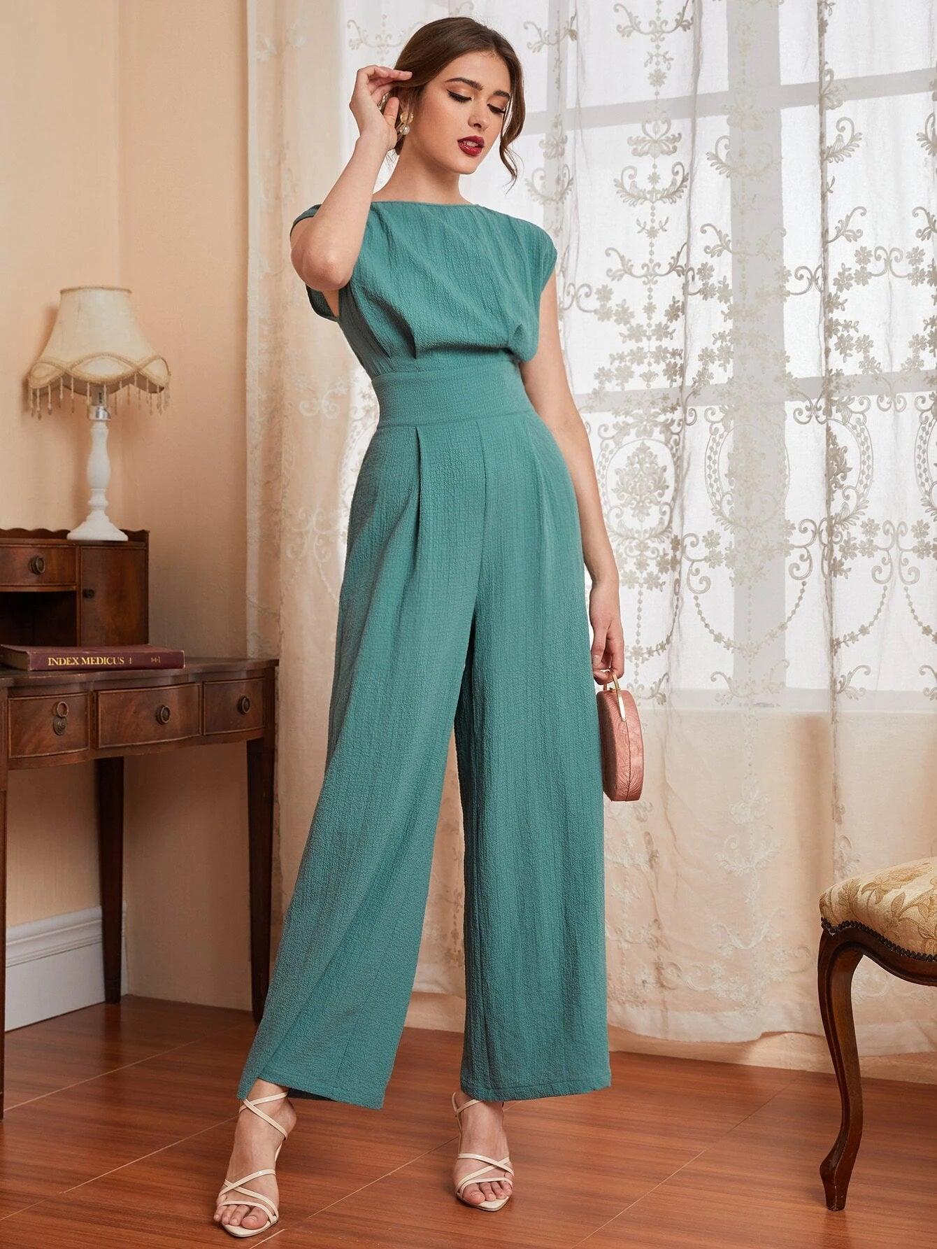 Detail Batwing Sleeve Jumpsuit-Comfy Jumpsuits