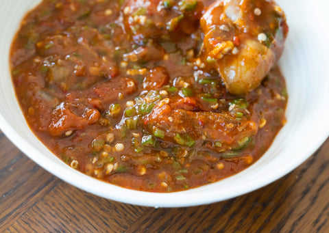 Okra and tomatoes in red sauce