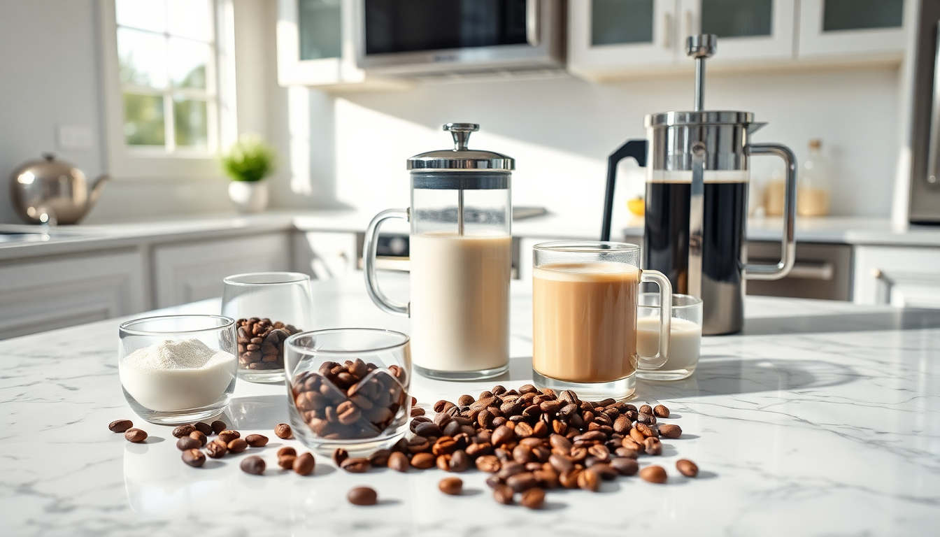 preparation of healthy white mocha with organic ingredients