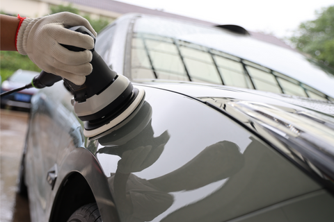 Sanding discs mounted on festool for sanding
