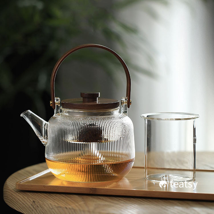 "Serendipity" - High-grade Borosilicate Glass Teapot with Wooden Overhead-TeaTsy - For A Good Cup of Tea