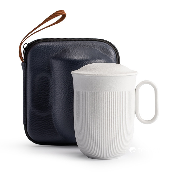 Minimalism Handmade Portable Black Ceramic Teacup With Infuser-TeaTsy - For A Good Cup of Tea