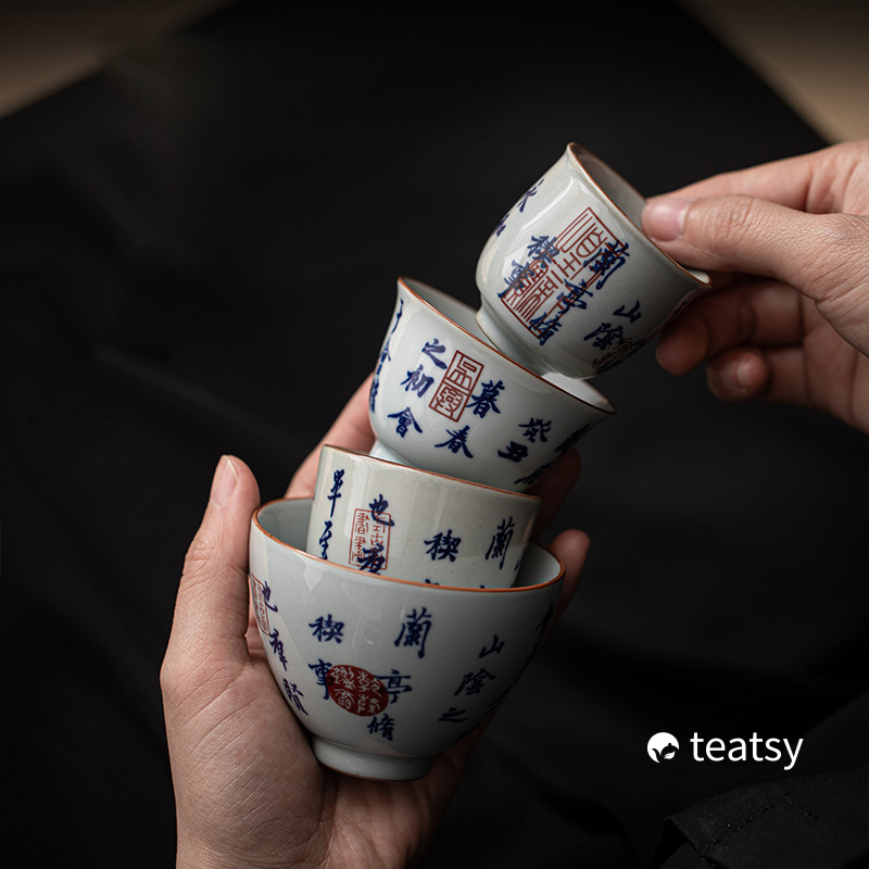 “Lantingji Xu” Hand Painted Antique Chinese Style Blue & White