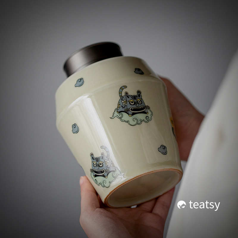 “Flying Tiger” Ceramic Tea Canister-TeaTsy - For A Good Cup of Tea