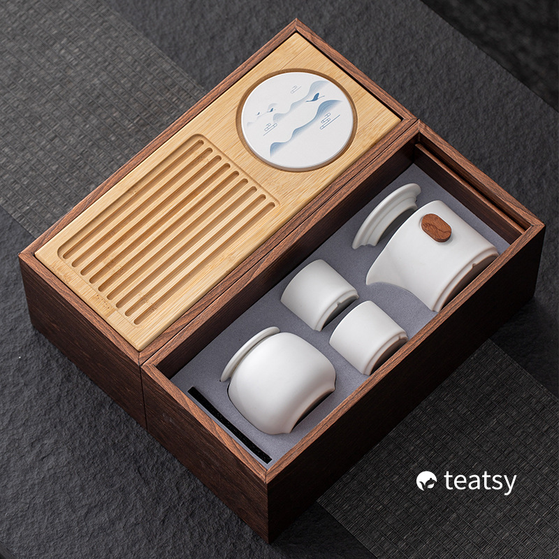 "Untitled" Handmade Japanese Style White/Black Porcelain Gift Teaset-TeaTsy - For A Good Cup of Tea