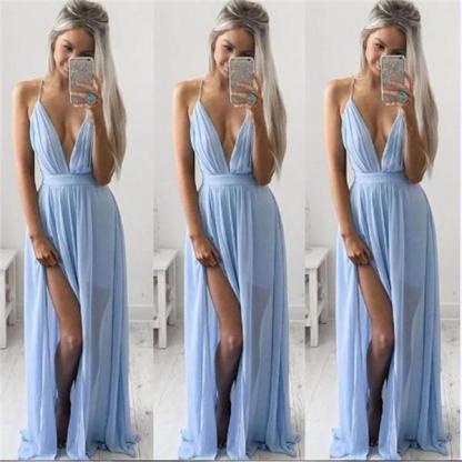 Sexy Women Summer Chiffon Sleeveless Boho Long Maxi Evening Party Beach Dress 4 Colors  New Dress Women vestidos