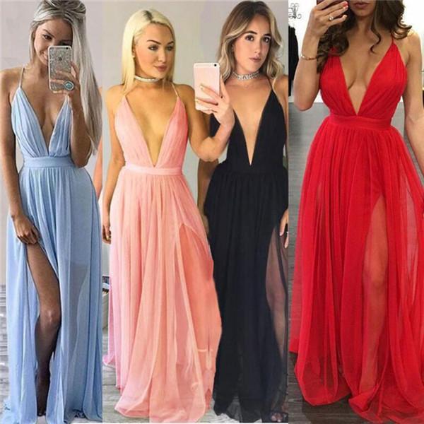 Sexy Women Summer Chiffon Sleeveless Boho Long Maxi Evening Party Beach Dress 4 Colors New Dress Women vestidos