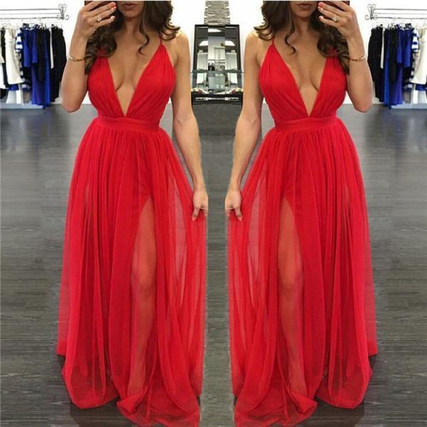 Sexy Women Summer Chiffon Sleeveless Boho Long Maxi Evening Party Beach Dress 4 Colors New Dress Women vestidos