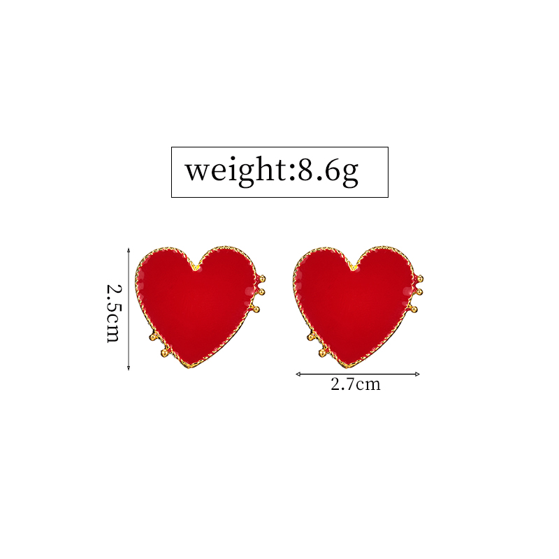 2019 New Design Punk Gold Edge Red Acrylic Heart Stud Earrings For Wom