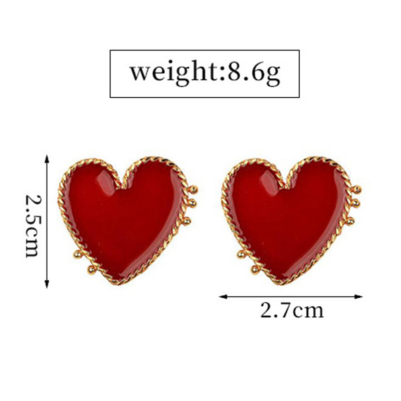 2019 New Design Punk Gold Edge Red Acrylic Heart Stud Earrings For Wom