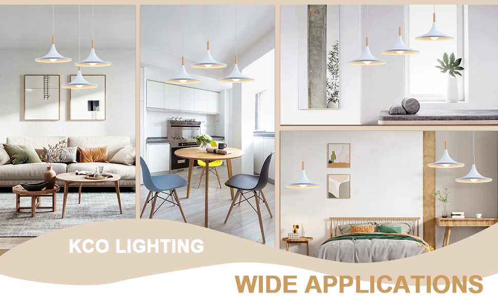 Application of 3 Pack Matt White Metal shape pendant light