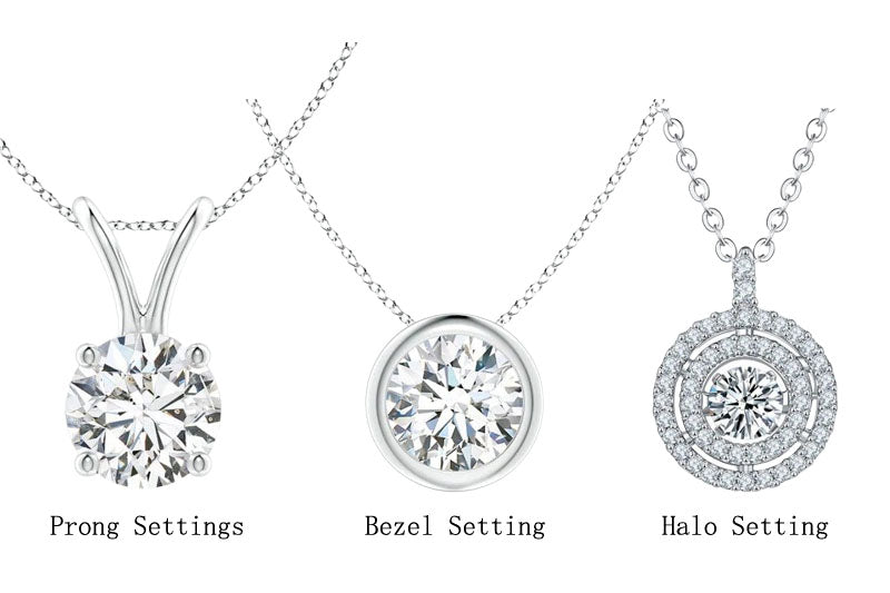 Diamond fashion necklace solitaire settings