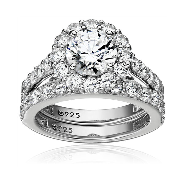 Bridal Establish Round-Cut Moissanite Ring In Sterling Silver