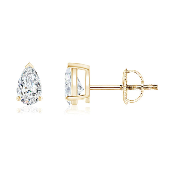 Pear-Shaped Moissanite Solitaire Stud Earrings