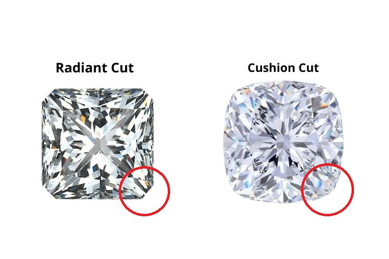 Difference between cushion cut deals and radiant cut