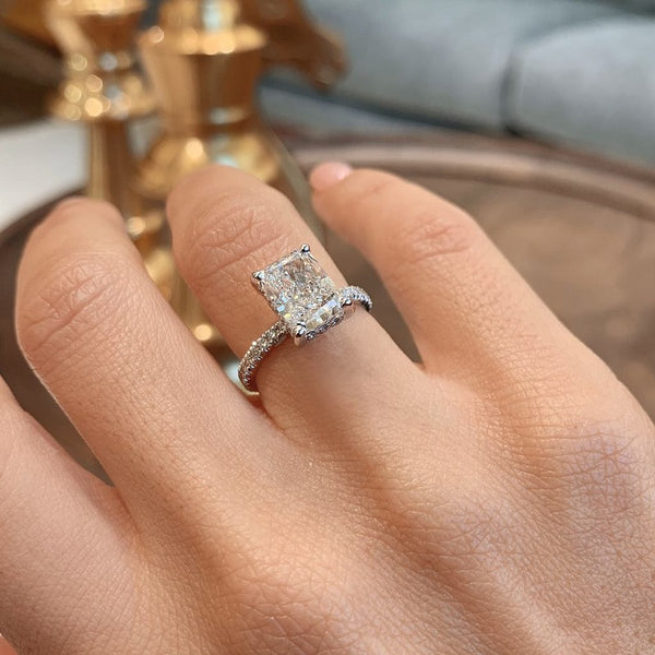Radiant Hidden Halo Moissanite Ring