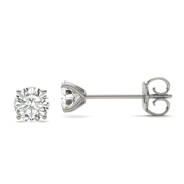 Round Moissanite Stud Earrings With Four Prong