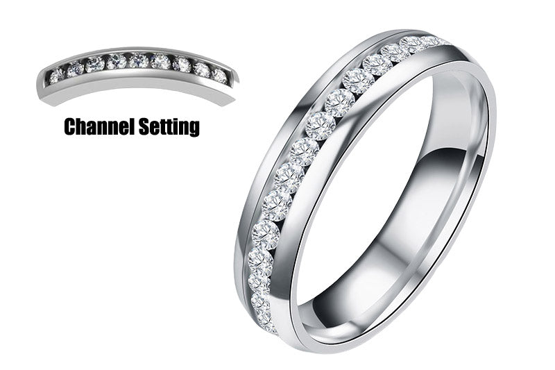 channel setting moissanite band