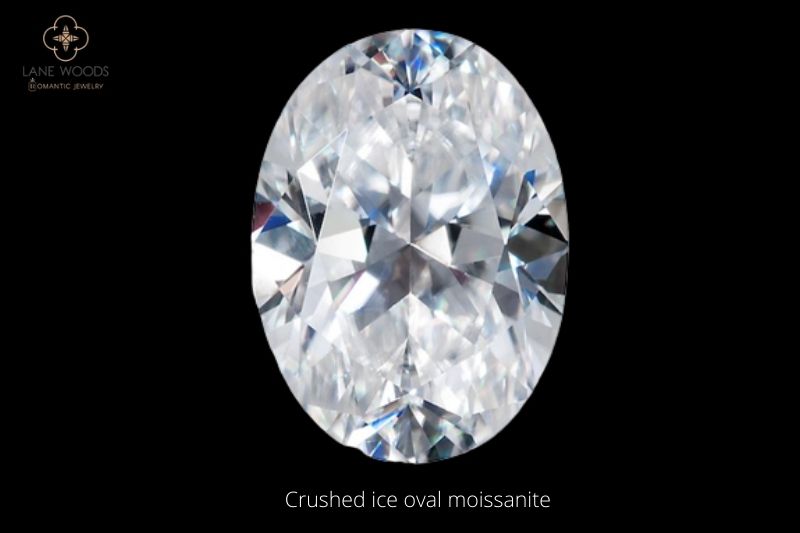 Crushed Ice Oval Cut Colorless Moissanite Engagement Ring