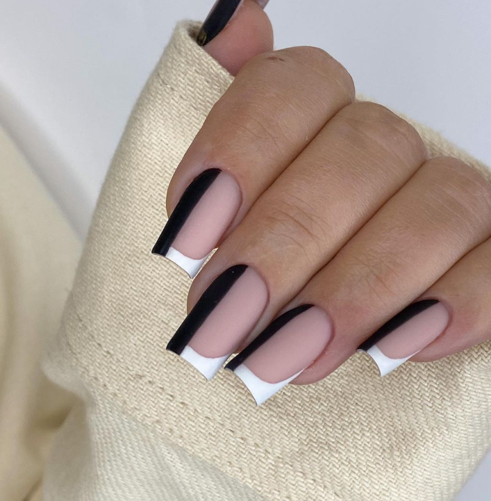 Black White and Silver Nail Art Press On Fake Nails  Readymade Read   Bhavya